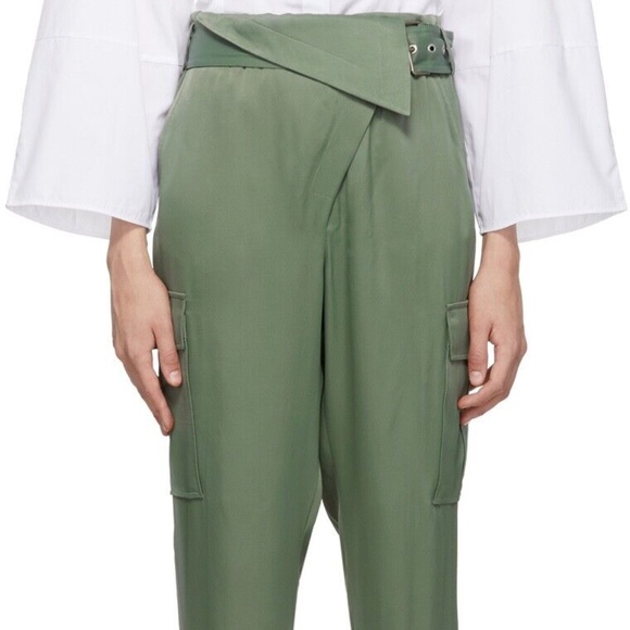 3.1 PHILLIP LIM Satin Foldover Waist Joggers Sage Sz 6 US❤️ - Picture 2 of 10